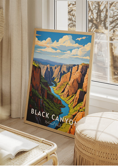 Black Canyon National Park Poster & Canvas Print – Scenic Canyon Landscape Illustration Wall Art