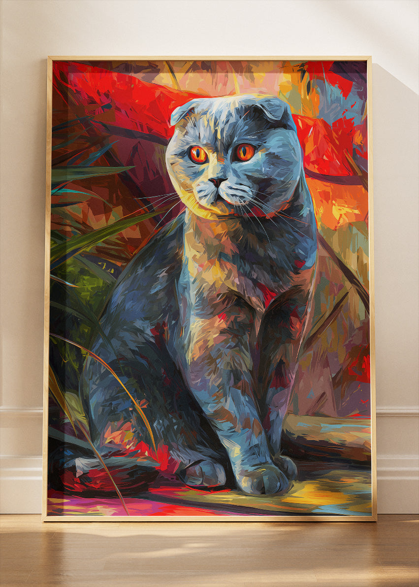 Blue Grey Cat Canvas Print & Poster – Bold Modern Feline Wall Art