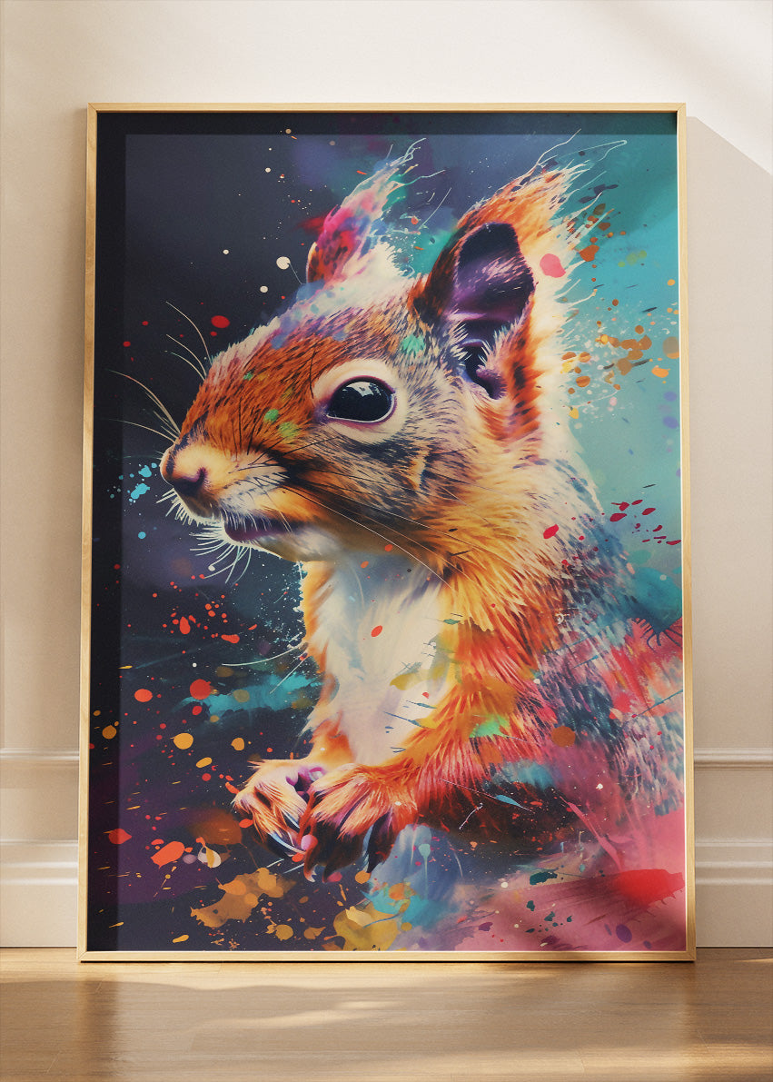 Colorful Squirrel Canvas Print & Poster – Modern Animal Wall Art