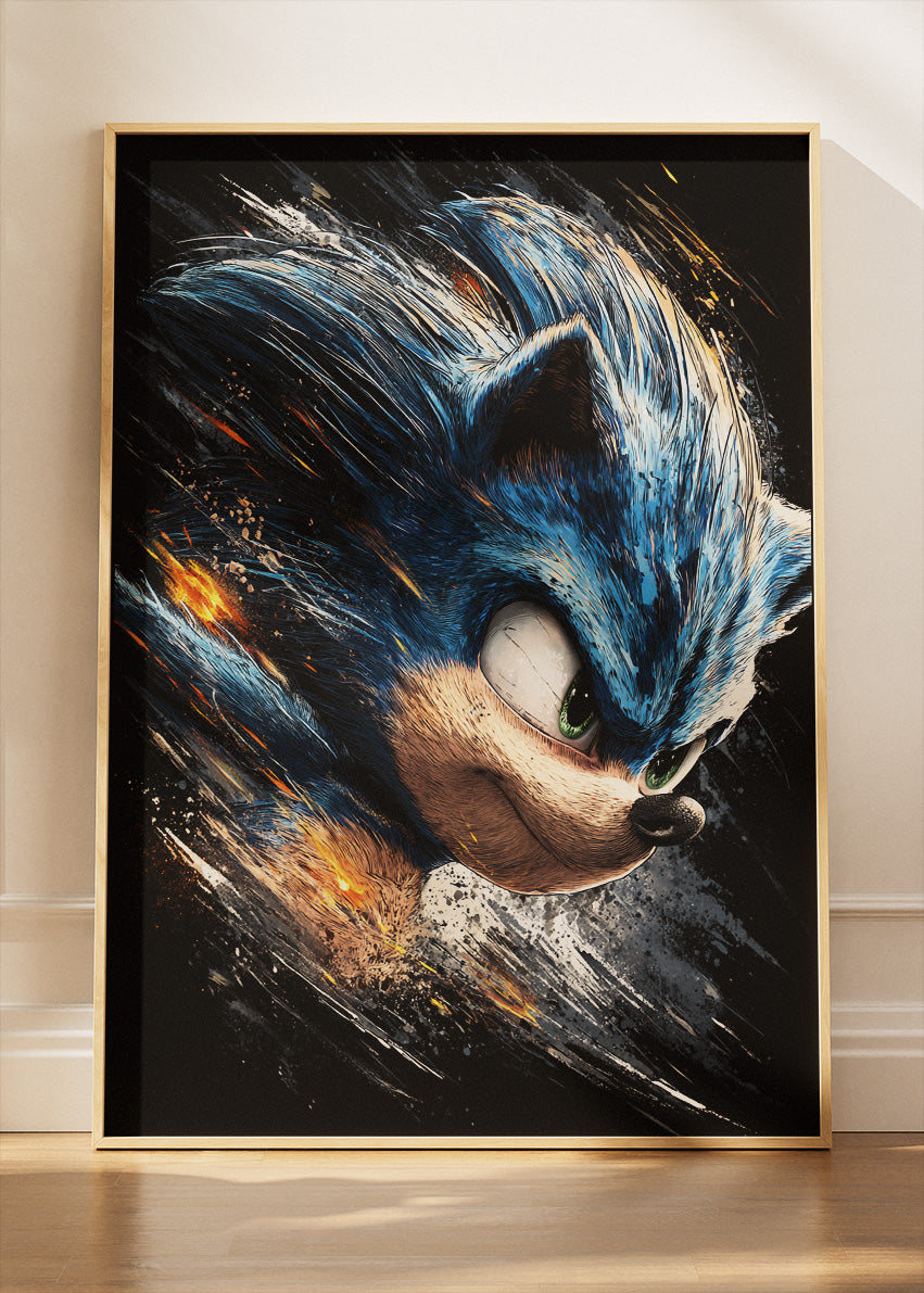 Blue Speed Hero Poster & Canvas Print – Dynamic Gaming Art