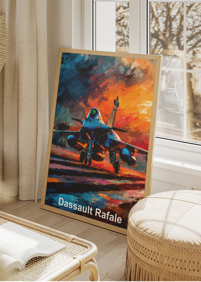 Dassault Rafale Sunset Fighter Jet Poster & Canvas Print – Vibrant Aviation Art – Aiprintlab