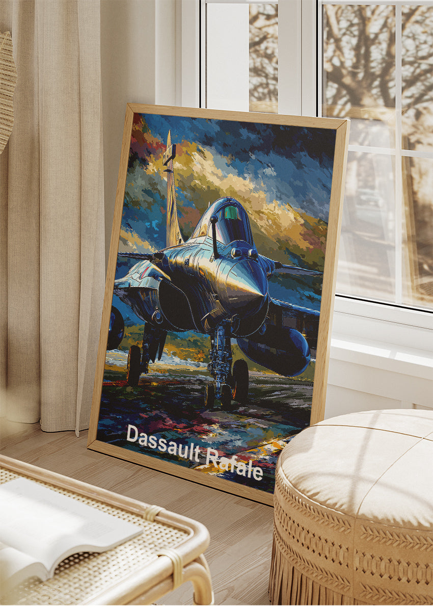 Dassault Rafale Storm Runway Poster & Canvas Print – Metallic Fighter Jet Artwork – Aiprintlab