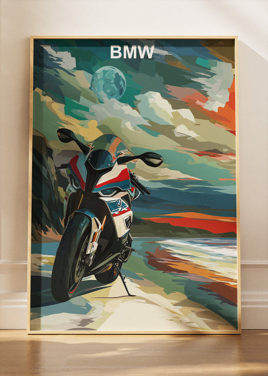 BMW Superbike Coastal Art Poster & Canvas