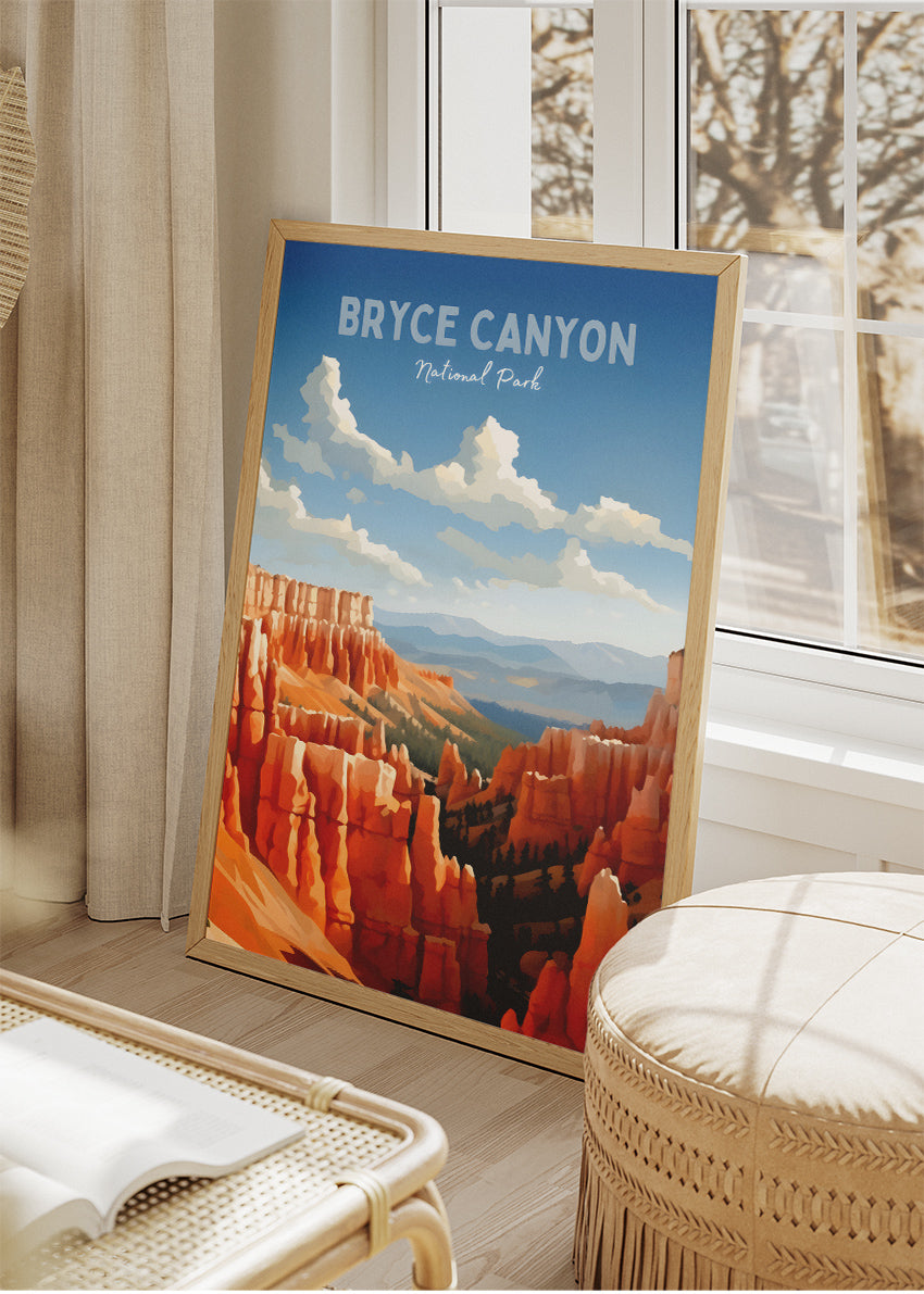 Bryce Canyon National Park Poster & Canvas Print – Red Rock Hoodoo Landscape Illustration Wall Art