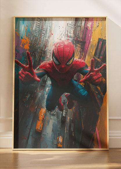 Spider-Man – Urban Vertical Action Canvas & Poster Print – AI PRINT LAB