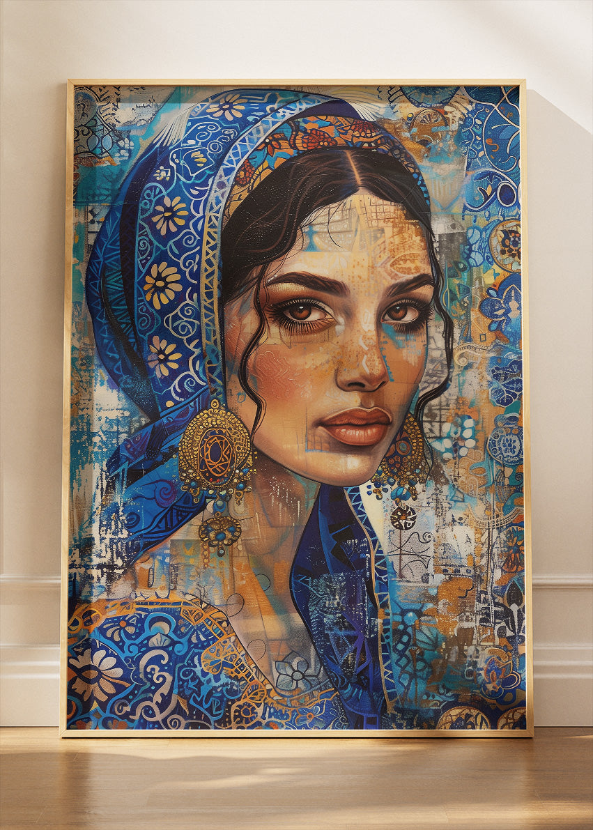 Royal Sapphire Mosaic Portrait Canvas & Poster Print – AI PRINT LAB