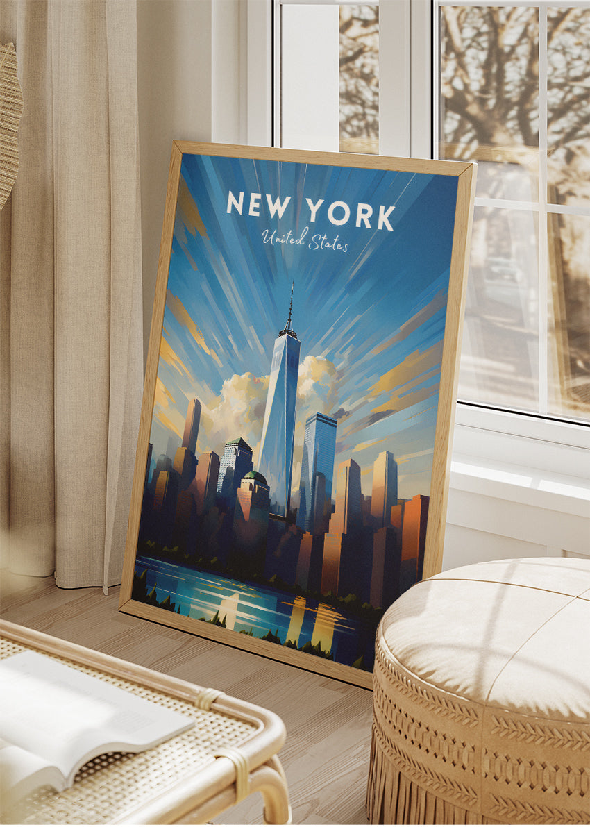 New York United States Poster & Canvas Print – One World Trade Center Skyline Illustration