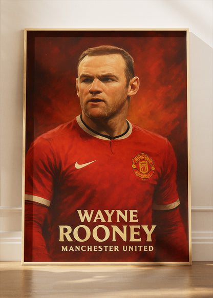 Wayne Rooney Manchester United Football Wall Art | Legendary Red Devils Striker Poster & Canvas