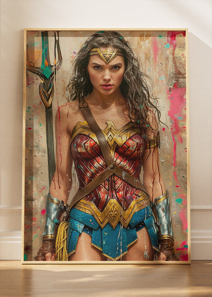 Wonder Woman – Modern Warrior Portrait Canvas & Poster Print – AI PRINT LAB