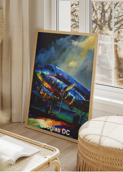 Douglas DC Vintage Aircraft Poster & Canvas Print – Classic Propeller Plane Art – Aiprintlab