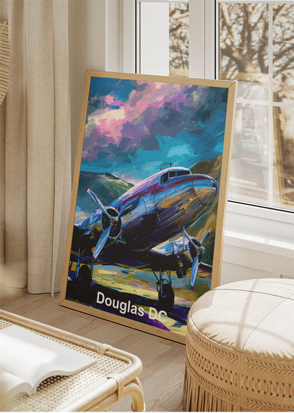 Douglas DC Classic Aircraft Poster & Canvas Print – Vintage Propeller Plane Art – Aiprintlab