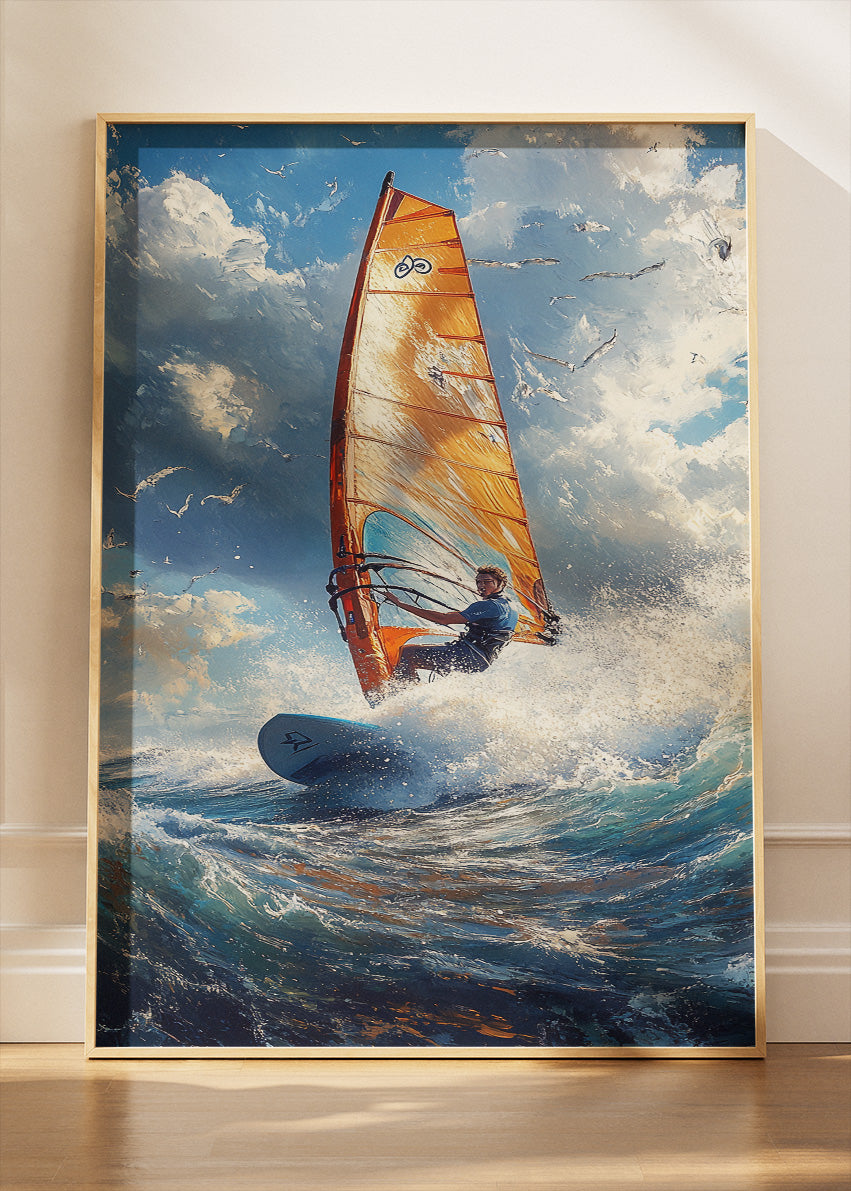 Ocean Energy Windsurfer – Dynamic Coastal Action Wall Art Poster & Canvas – AI PRINT LAB