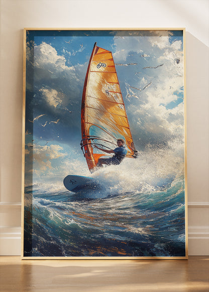 Ocean Energy Windsurfer – Dynamic Coastal Action Wall Art Poster & Canvas – AI PRINT LAB