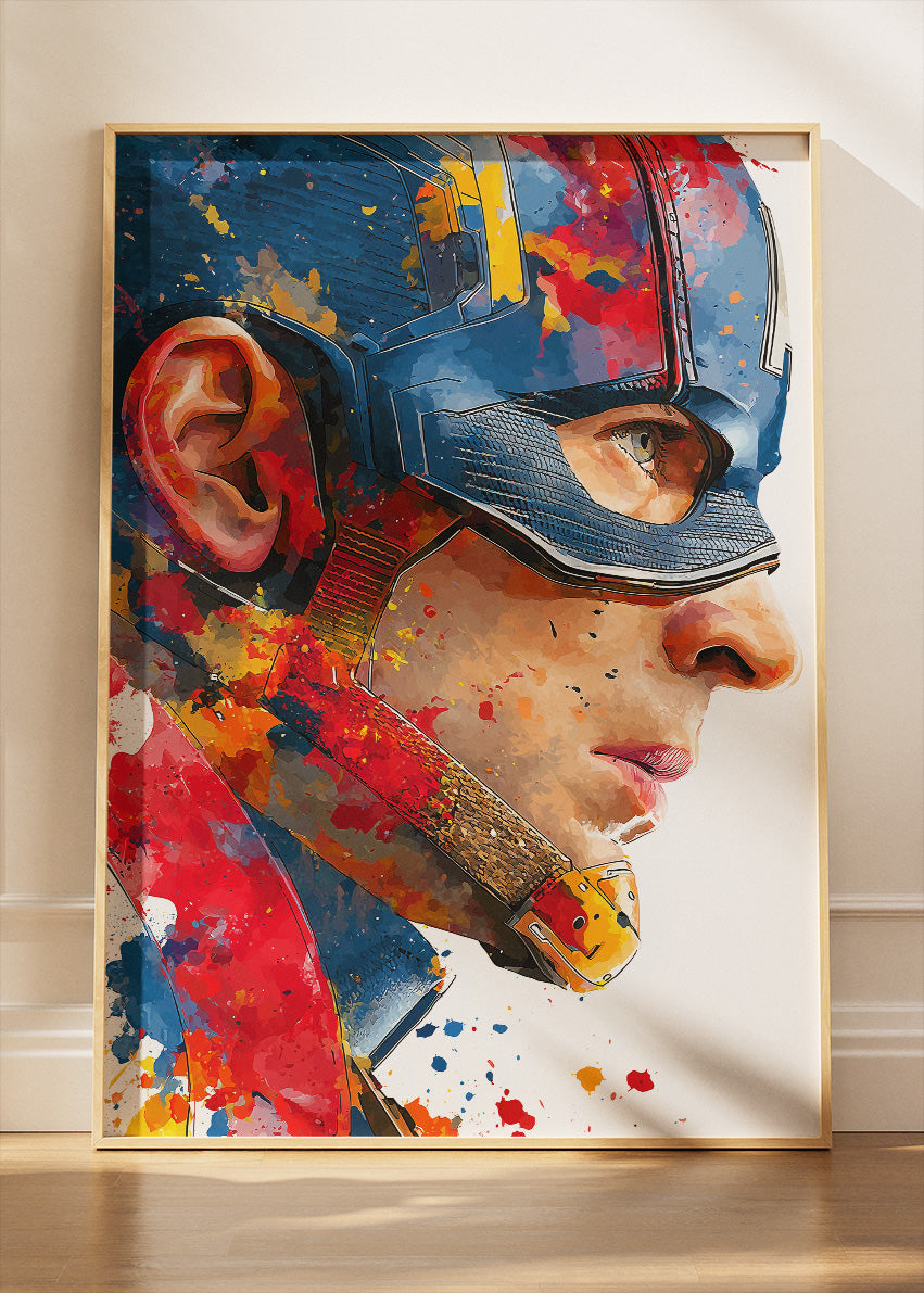 Captain America – Artistic Side Profile Canvas & Poster Print – AI PRINT LAB