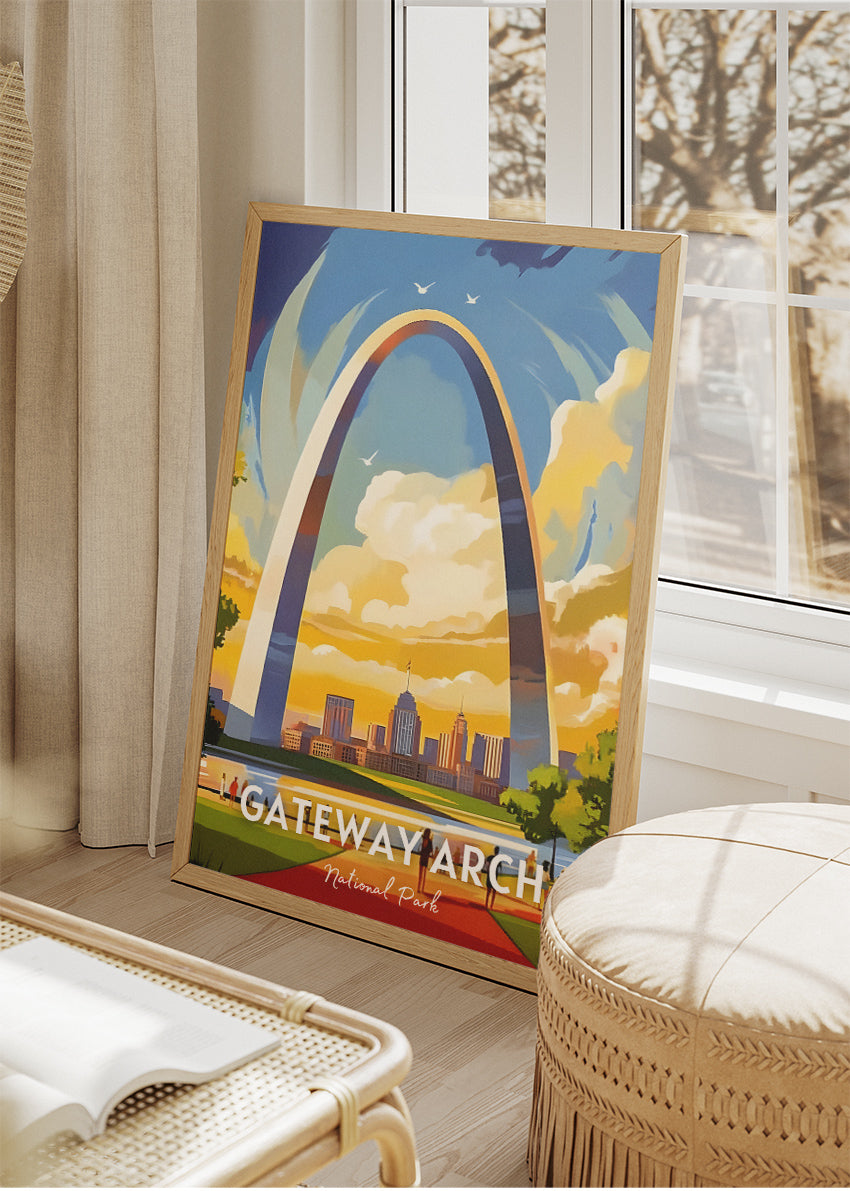 Gateway Arch National Park Poster & Canvas Print – St. Louis Skyline Illustration