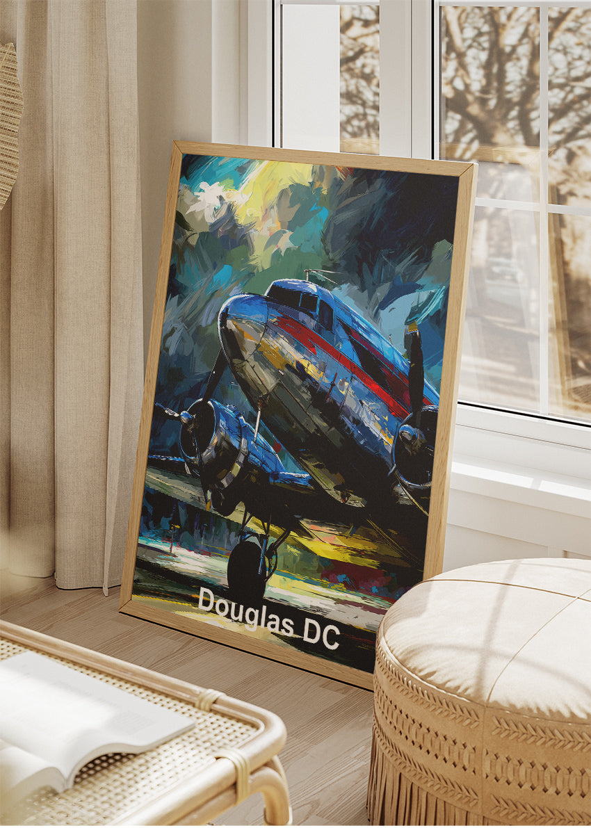 Douglas DC Vintage Aircraft Poster & Canvas Print – Classic Propeller Plane Art – Aiprintlab