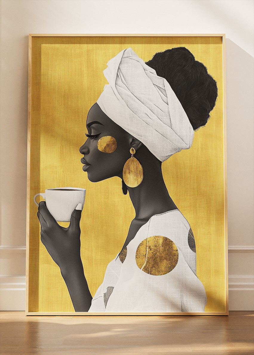Golden Serenity Portrait Canvas & Poster Print – AI PRINT LAB