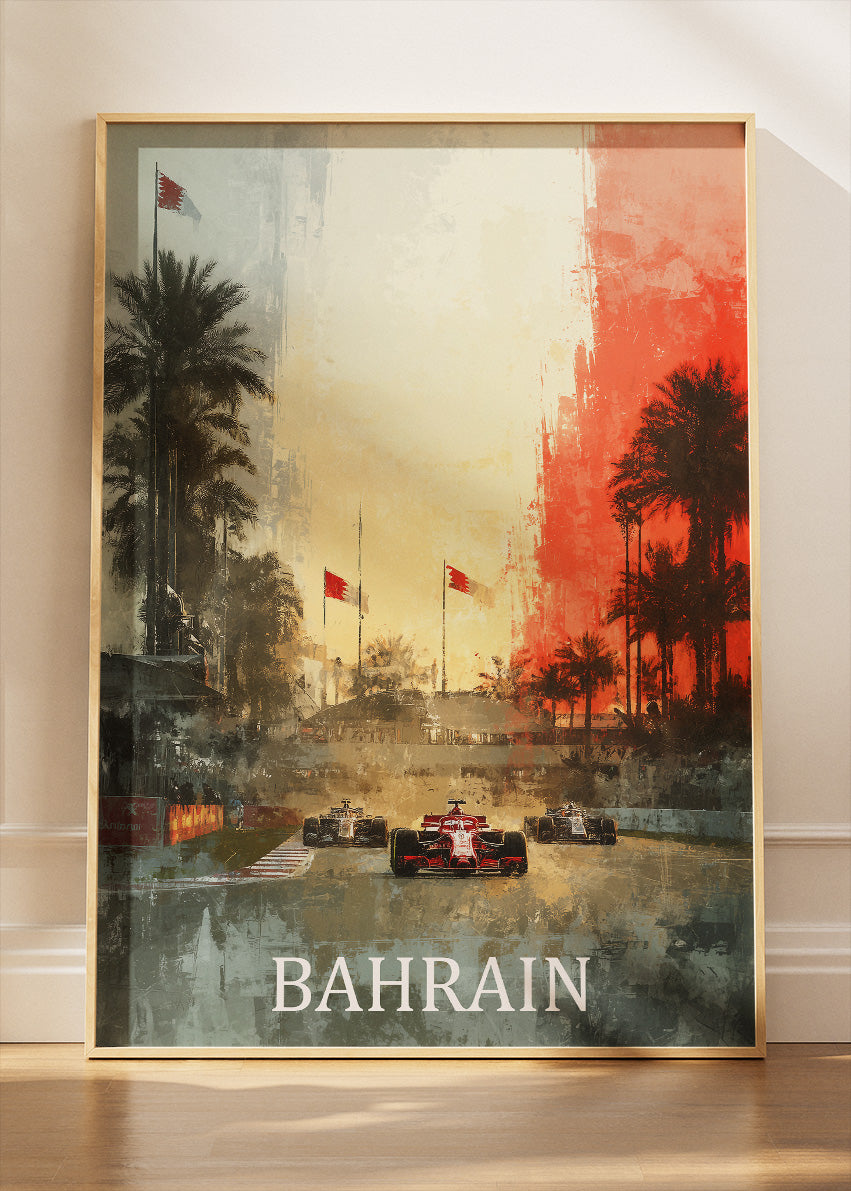 Bahrain Formula 1 Racing Poster & Canvas | Atmospheric Motorsport Wall Art