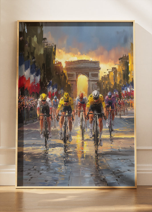 Tour de France Arc de Triomphe Sprint Cycling Art Print & Canvas – Paris Champs-Élysées Finish