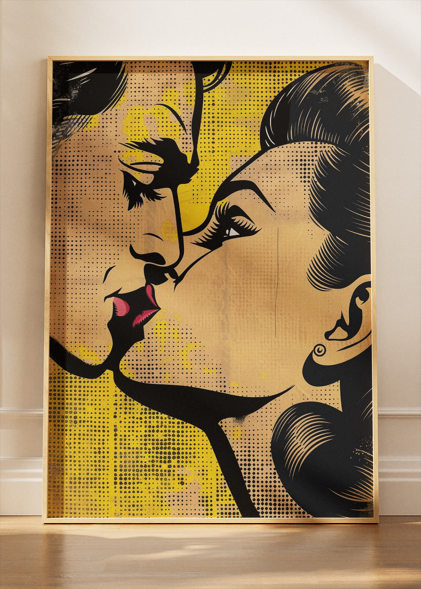 Retro Pop Art Kiss Canvas & Poster Print – AI PRINT LAB