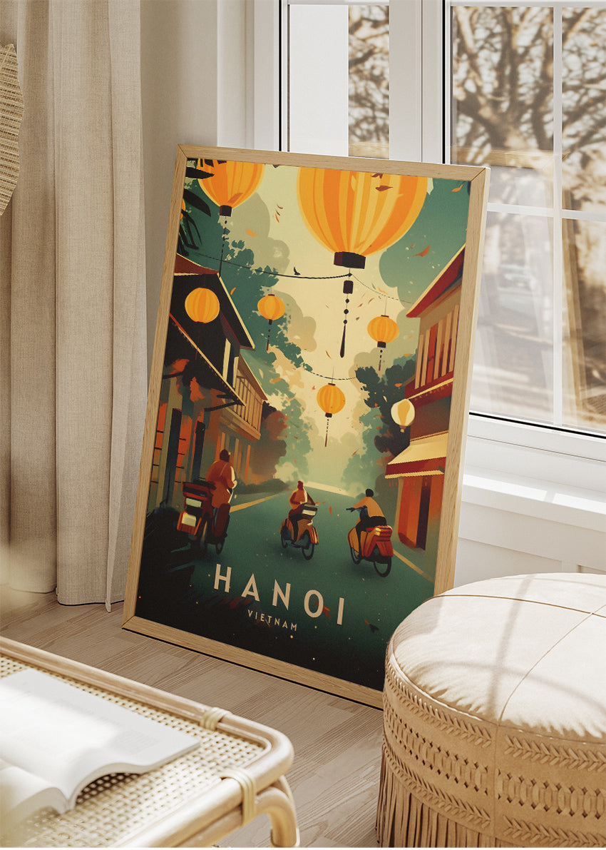 Hanoi Vietnam Poster & Canvas Print – Lantern Street Vintage Travel Wall Art