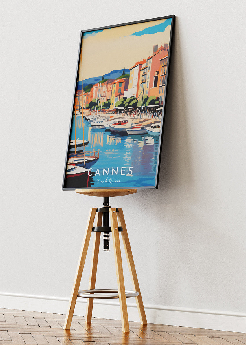 Cannes French Riviera Poster & Canvas Print – Vintage Coastal Travel Art