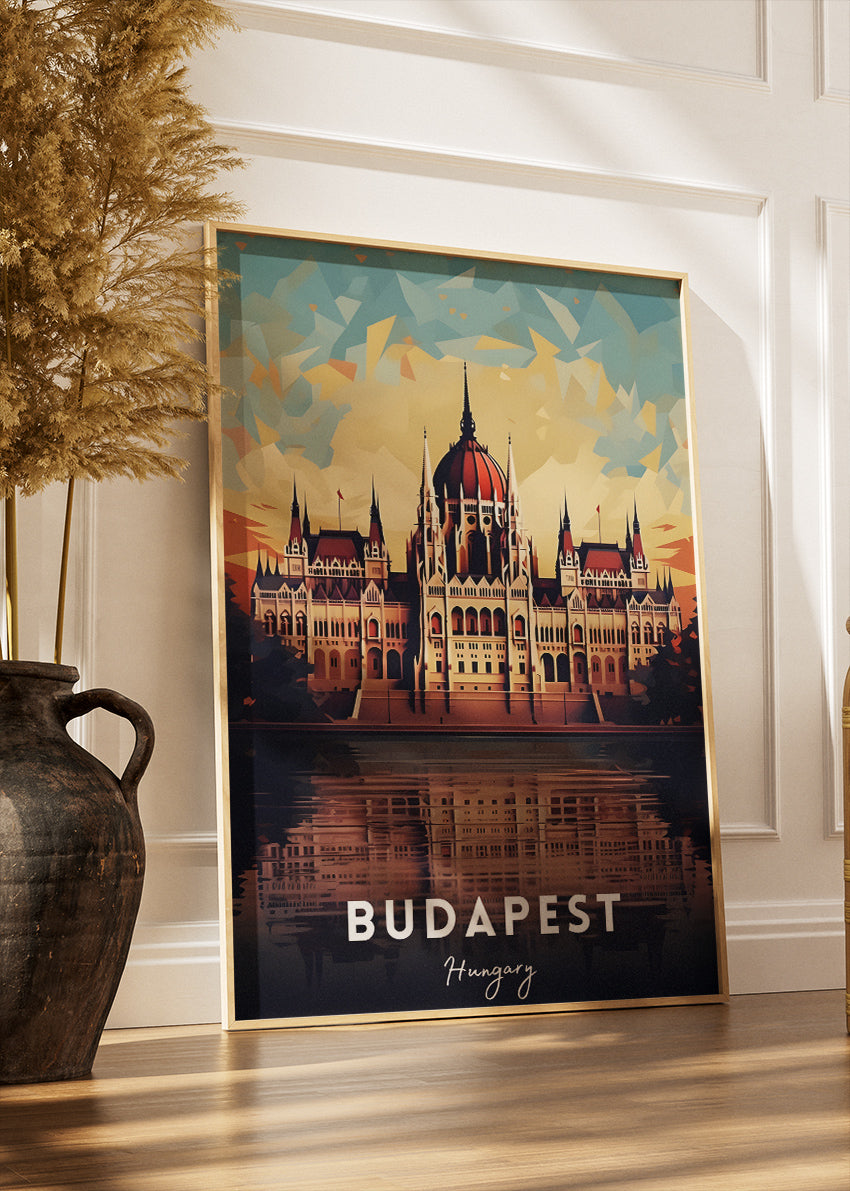 Budapest Hungary Parliament Poster & Canvas Print – Illustrated Danube River Art