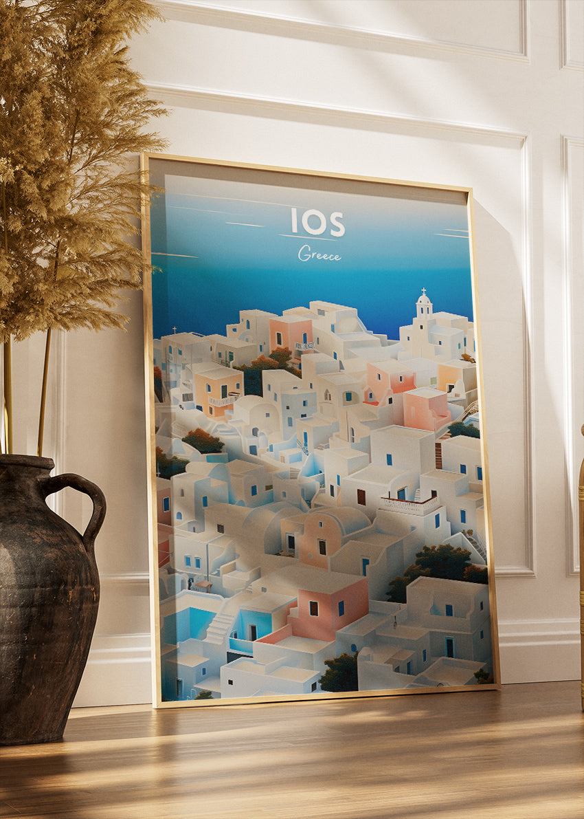 Ios Greece Poster & Canvas Print – Vintage Cycladic Island Art