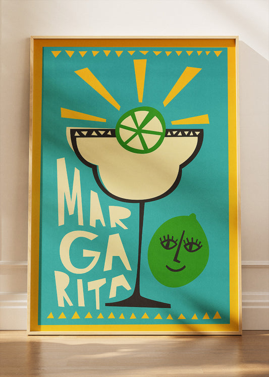 Margarita Retro Graphic Cocktail Poster & Canvas Print | Mid-Century Bar Wall Art