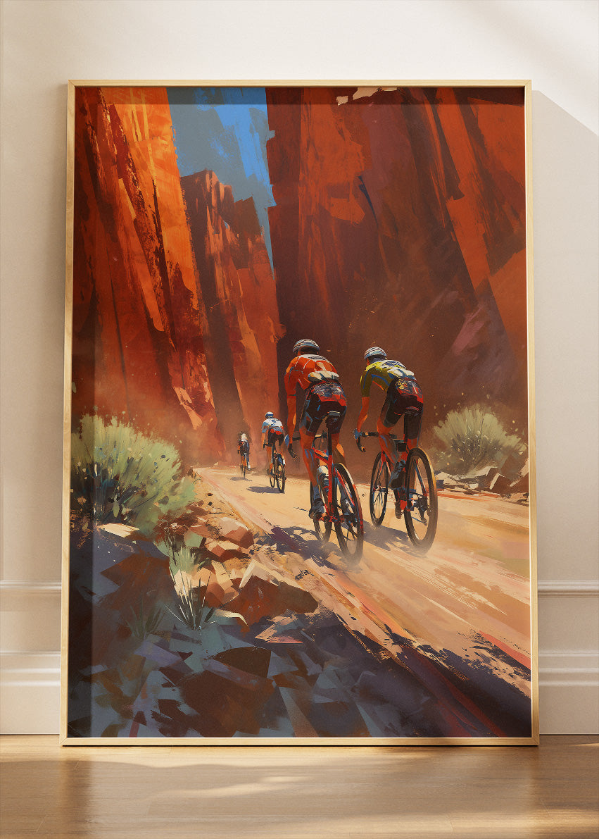 Mountain Road Cycling Art Print & Canvas – Adventure Cyclist Canyon Wall Art