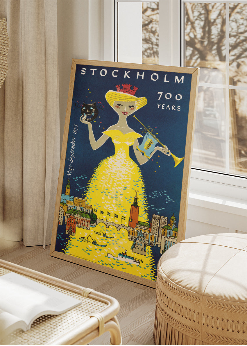 Stockholm 700 Years Poster & Canvas Print – Vintage Swedish Anniversary Travel Art