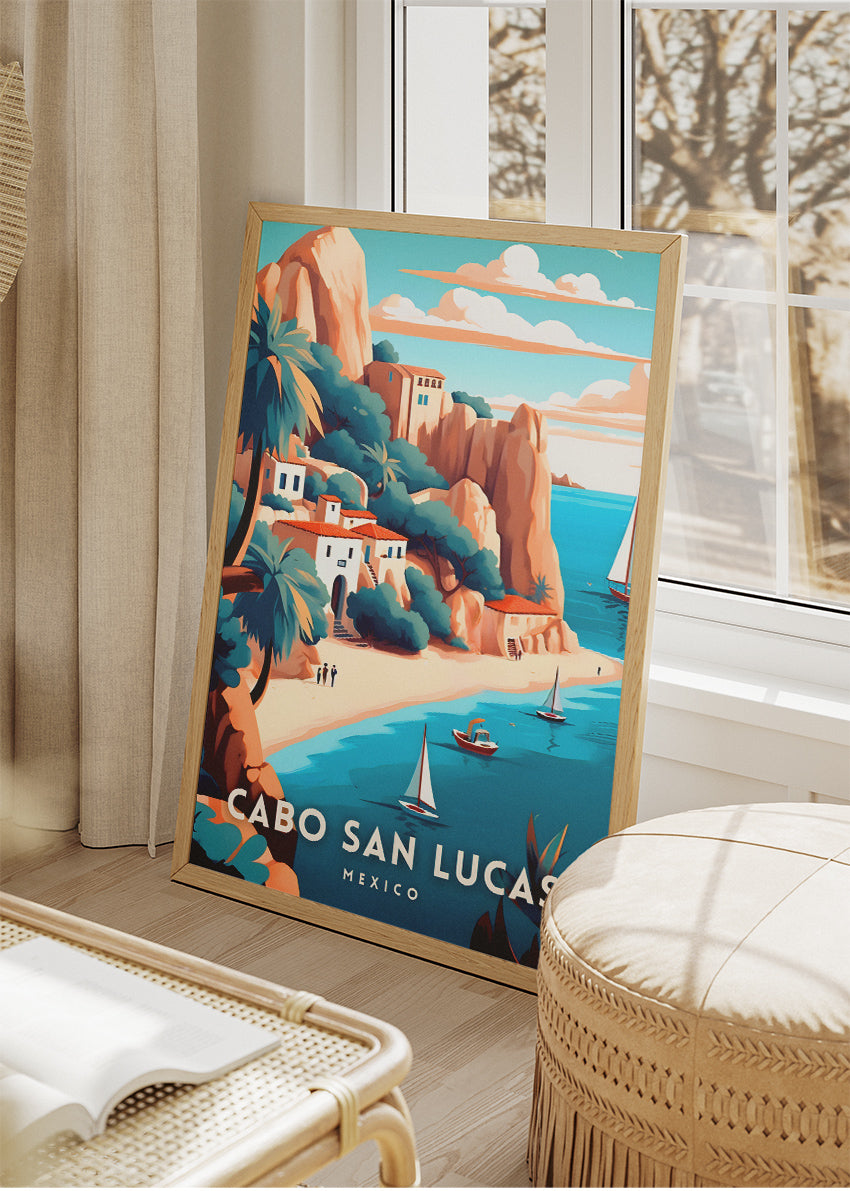 Cabo San Lucas Mexico Poster & Canvas Print – Illustrated Coastal Beach Art