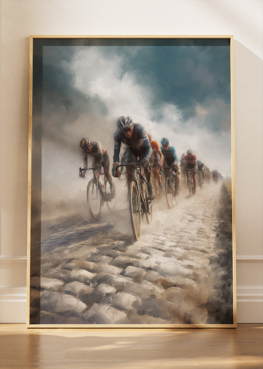 Classic Cobbled Road Cycling Art Print & Canvas – Monument Race Peloton