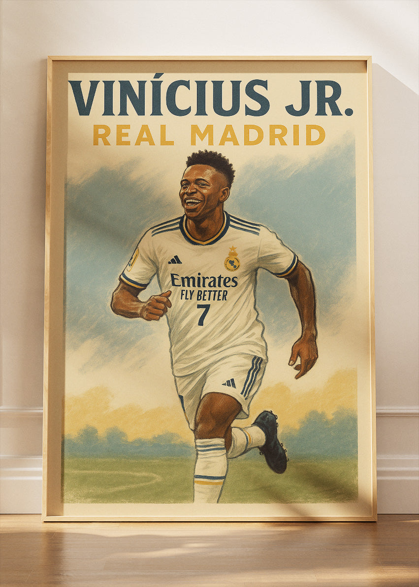 Vinícius Jr. Real Madrid Football Wall Art | Dynamic Winger Poster & Canvas
