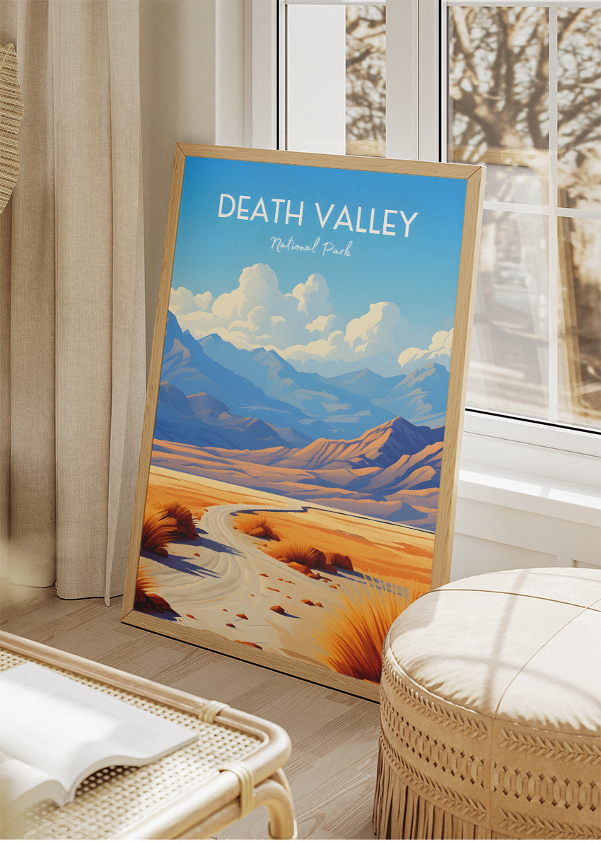 Death Valley National Park Poster & Canvas Print – Desert Landscape Illustration Wall Art