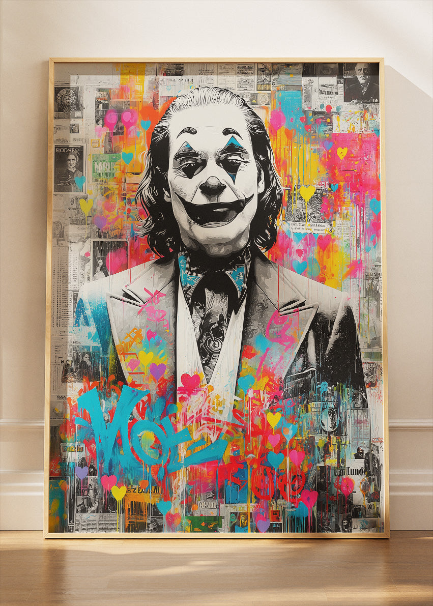 Joker – Urban Graffiti Collage Canvas & Poster Print – AI PRINT LAB