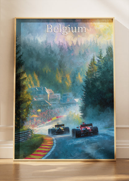 Belgium Formula 1 Spa Racing Poster & Canvas | Atmospheric Motorsport Wall Art