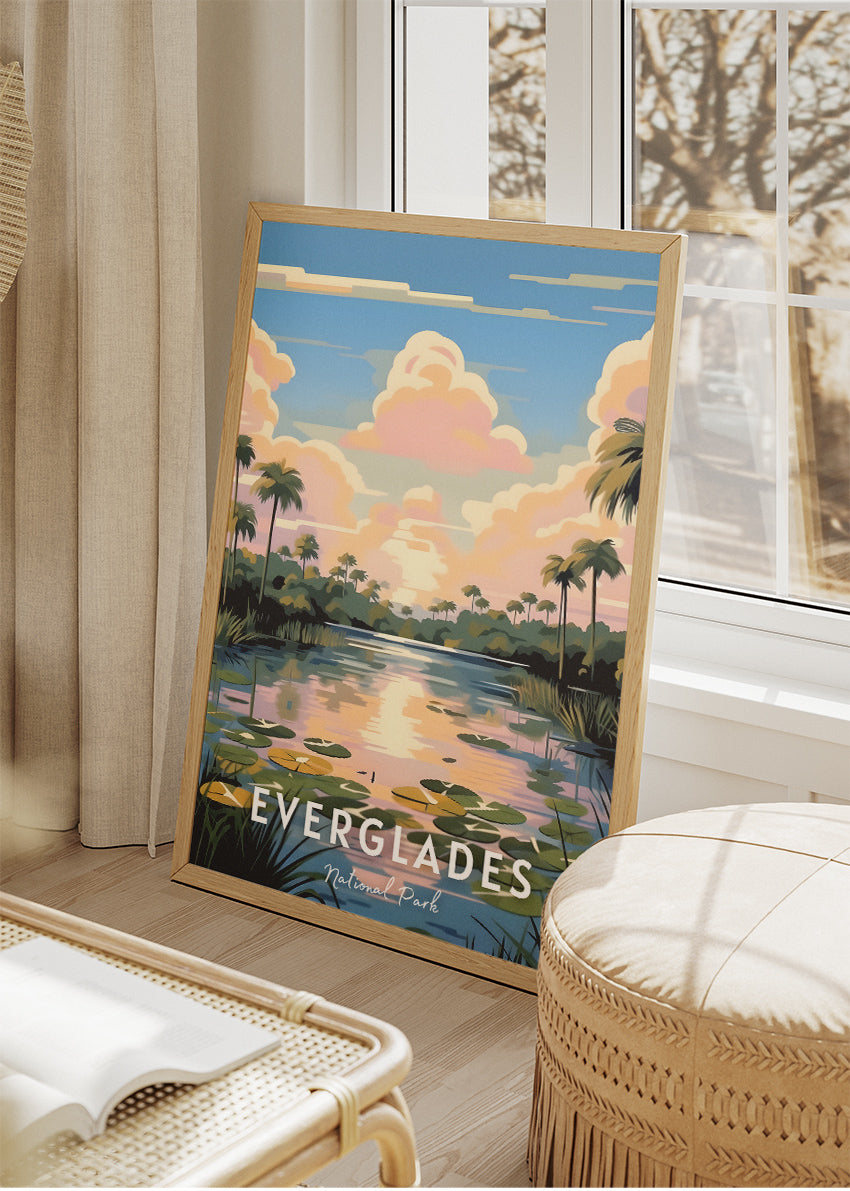 Everglades National Park Poster & Canvas Print – Tropical Wetlands Landscape Illustration Wall Art