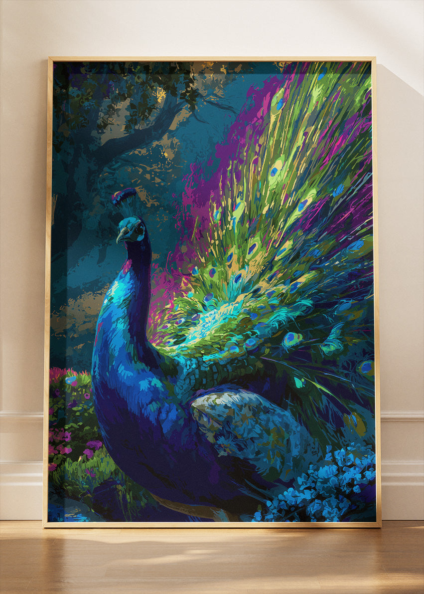 Peacock Poster & Canvas Print – Vibrant Exotic Bird Artwork