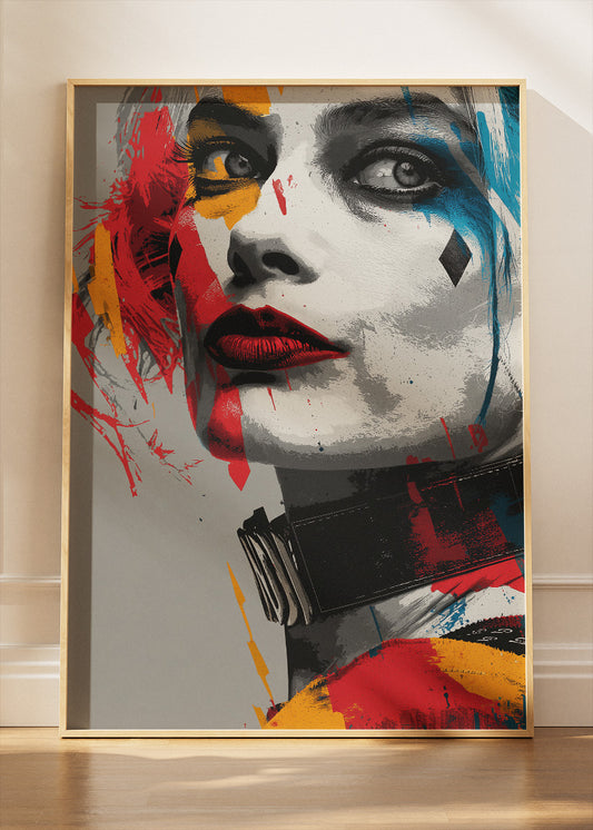 Harley Quinn – Vibrant Pop Art Portrait Canvas & Poster Print – AI PRINT LAB