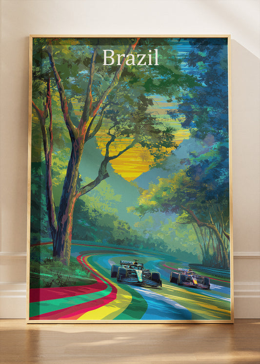 Brazil Formula One Racing Poster & Canvas | Forest Circuit Motorsport Wall Art