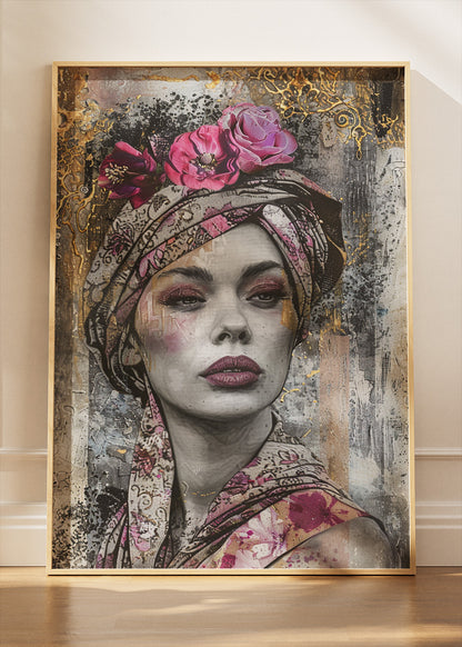 Vintage Rose Elegance Portrait Canvas & Poster Print – AI PRINT LAB