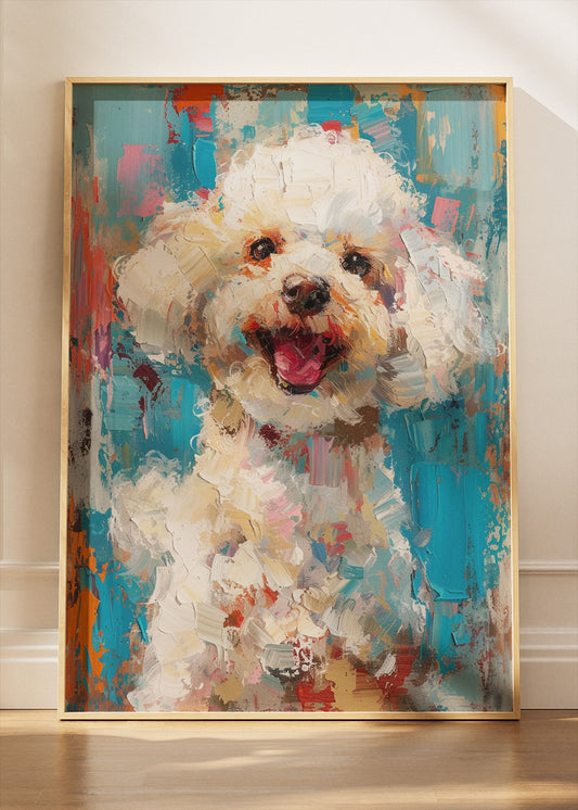 Cute Poodle Art Print & Canvas – Colorful Painterly Dog Wall Art