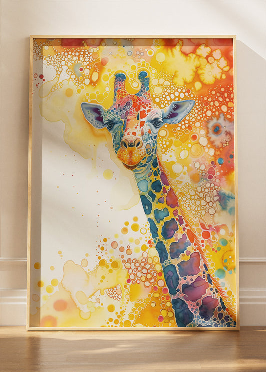 Colorful Giraffe Art Print & Canvas – Vibrant Abstract Giraffe Wall Art