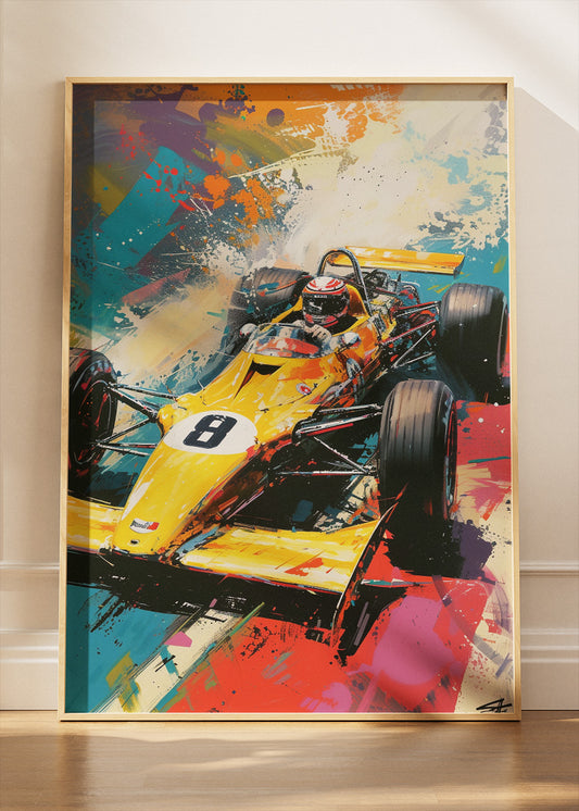 Vintage Formula Racing Car Abstract Splash Canvas Print & Poster – AI PRINT LAB