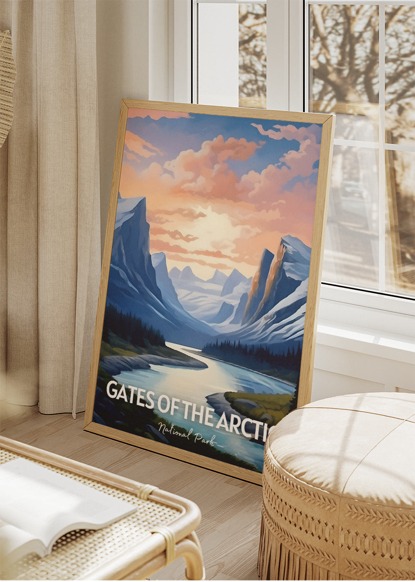 Gates of the Arctic National Park Poster & Canvas Print – Arctic Mountain Landscape Illustration Wall Art