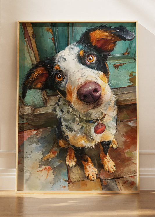 Cute Dog Portrait Watercolor Canvas & Poster Print – AI PRINT LAB