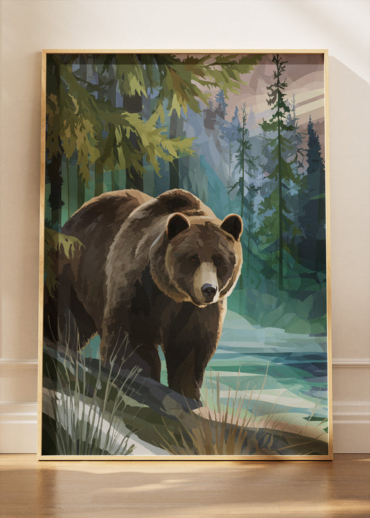 Majestic Forest Bear Wildlife Canvas & Poster Print – AI PRINT LAB