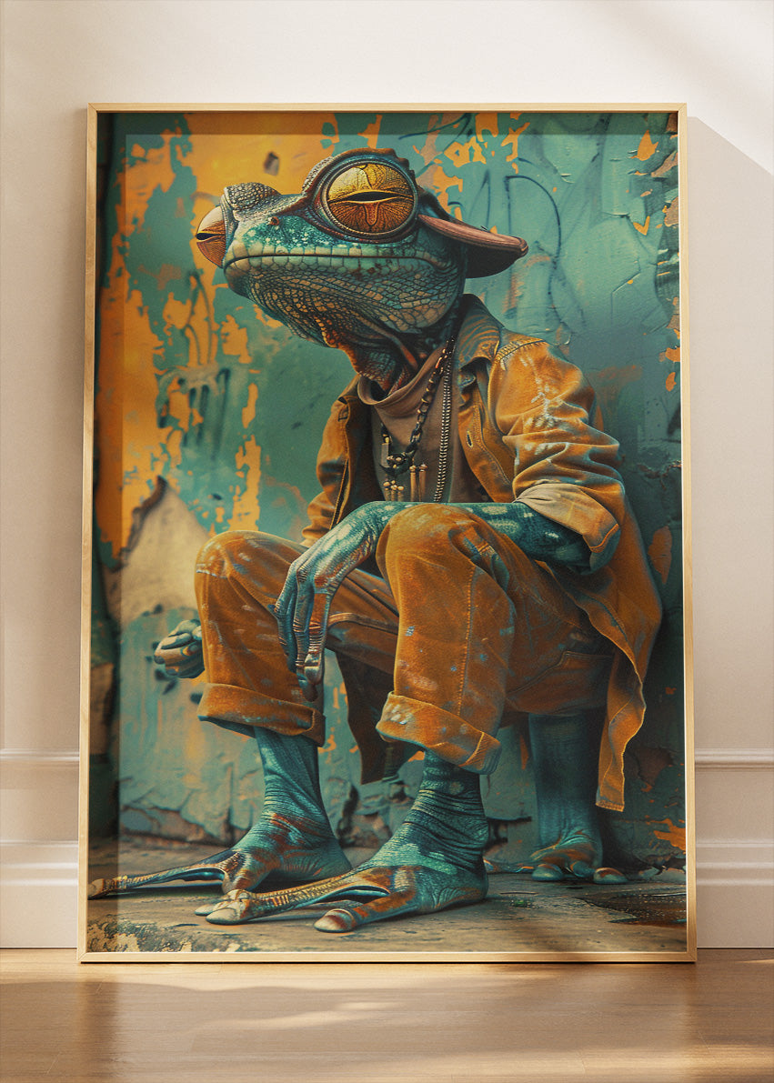 Urban Frog Character Poster & Canvas Print – Colourful Street Art Style