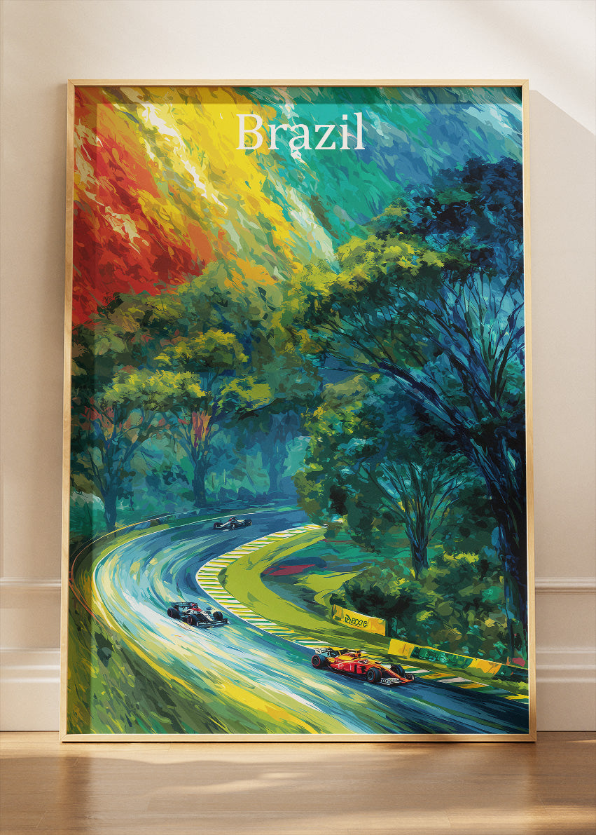 Brazil Formula One Forest Circuit Poster & Canvas | Vibrant Motorsport Wall Art